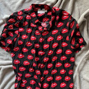 Top Man Lips All Over Button Up